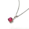 18K White Gold Garnet Pendant