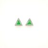 18K白金三角形翡翠耳环