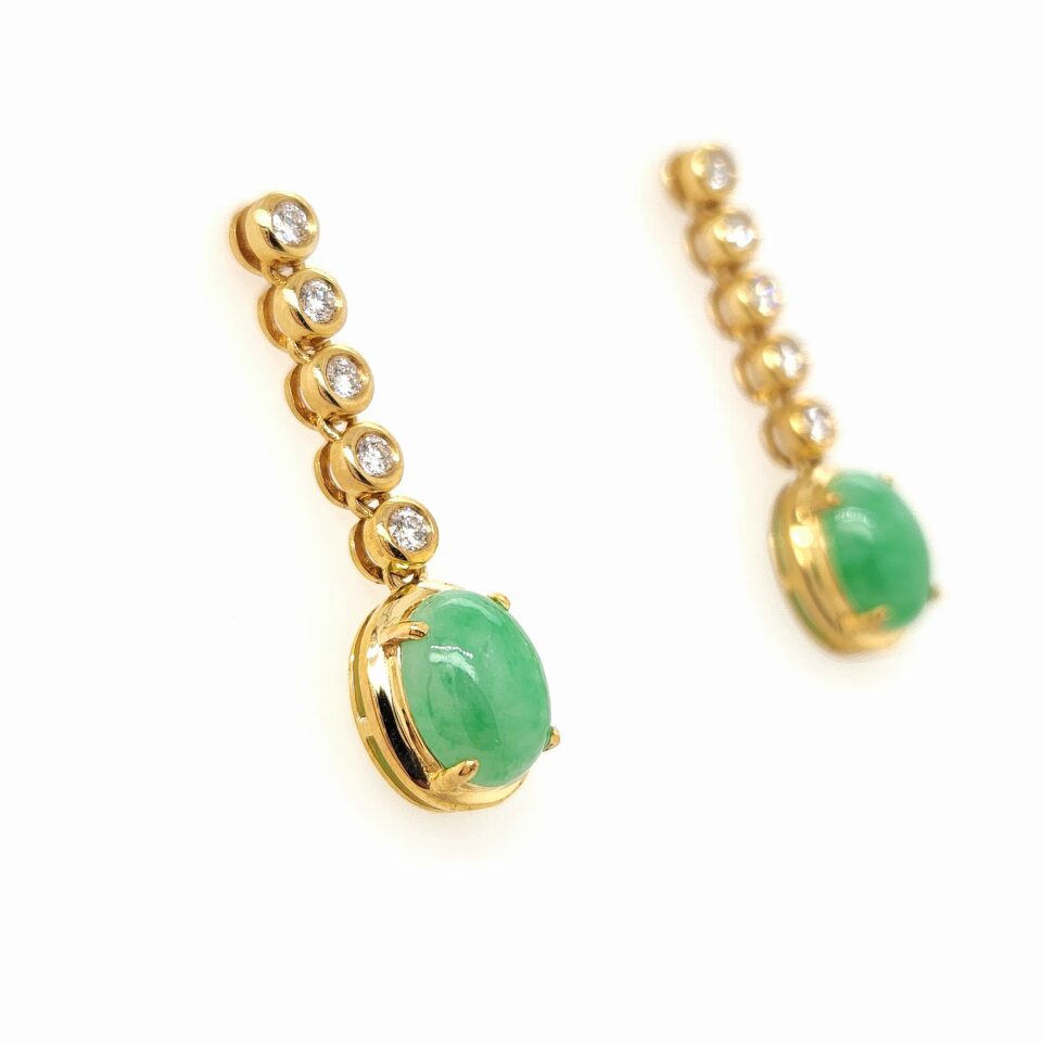 18K Gold Jade Earrings