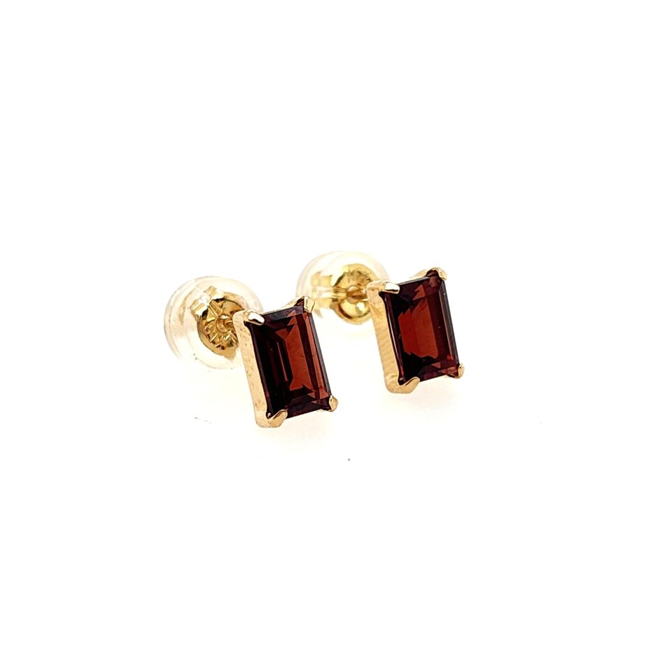 18K Gold Garnet Earrings