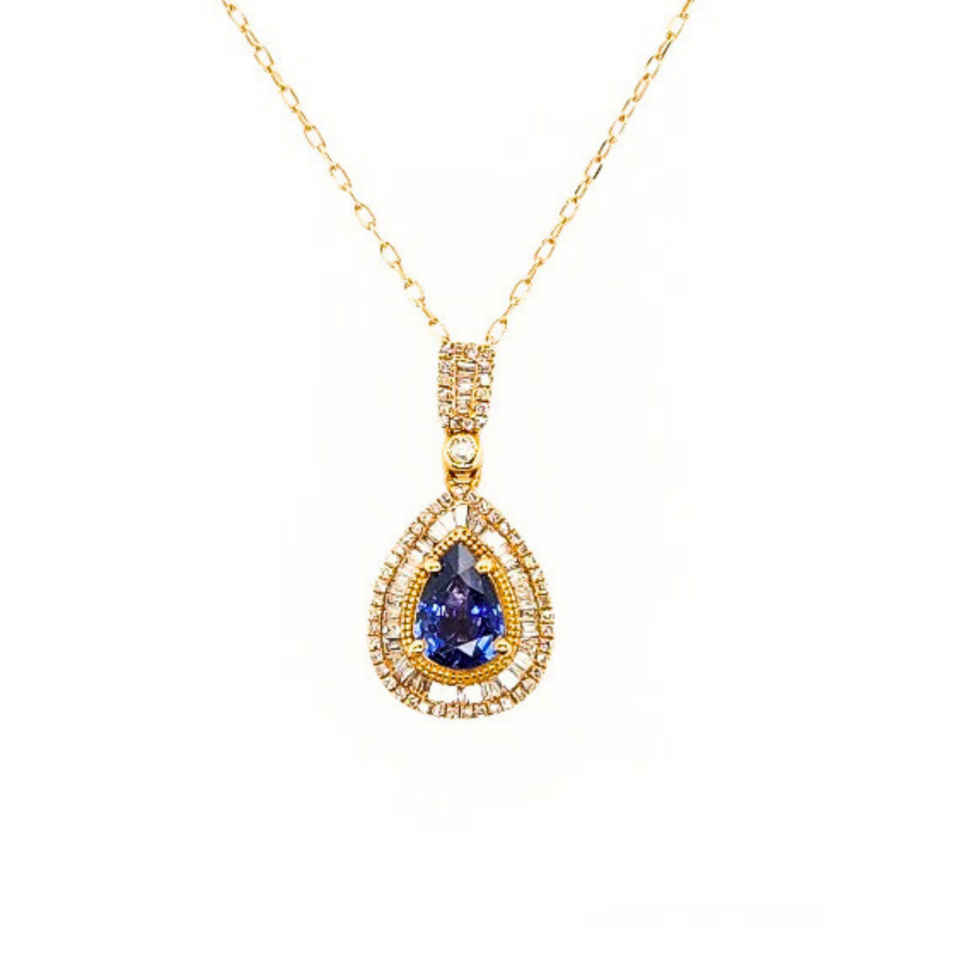 18K Gold Sapphire Pendant