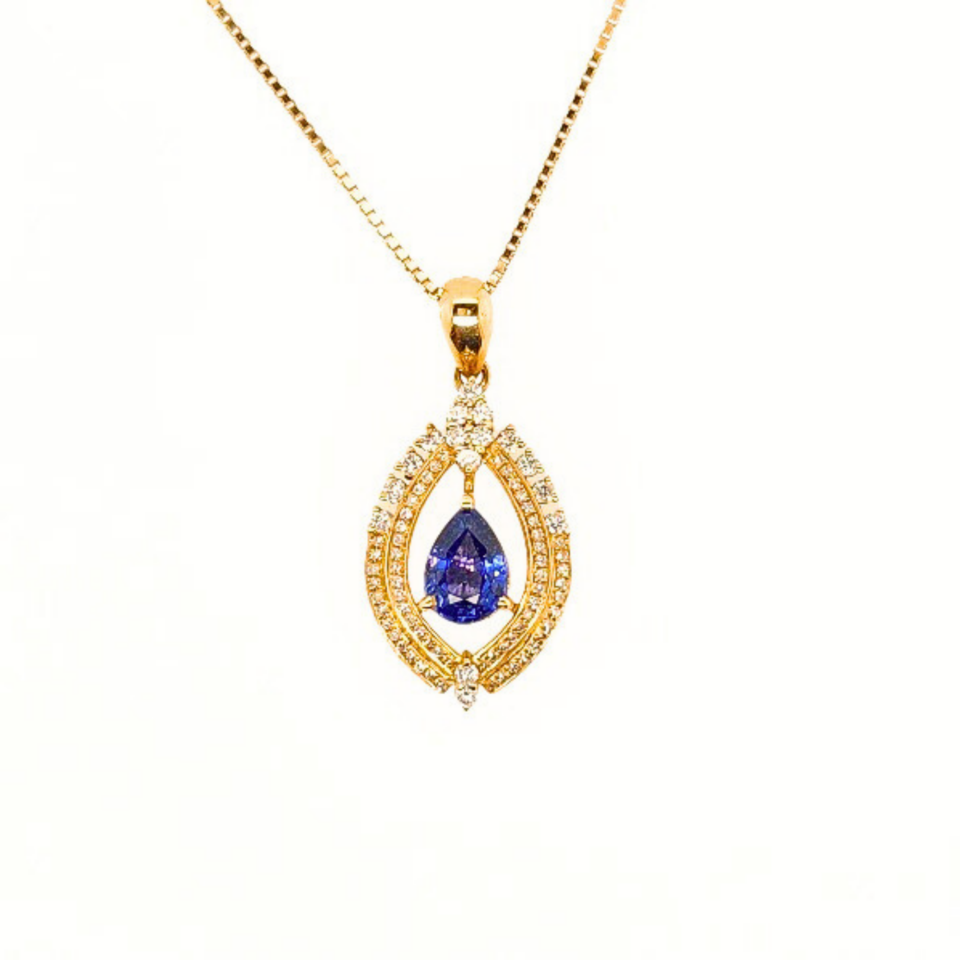 18K Gold Sapphire Pendant