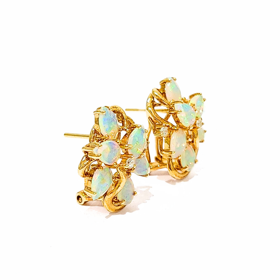 18K Gold Opal Earrings