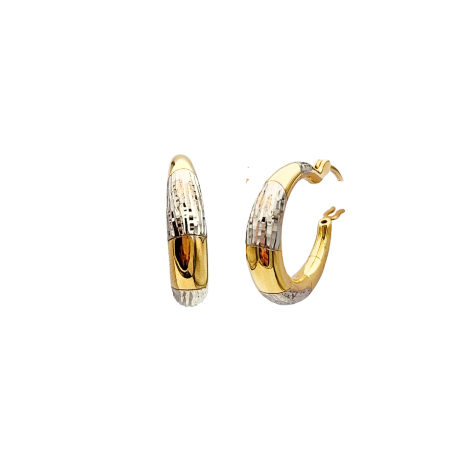 18K White and Yellow Gold Hoop Earrings