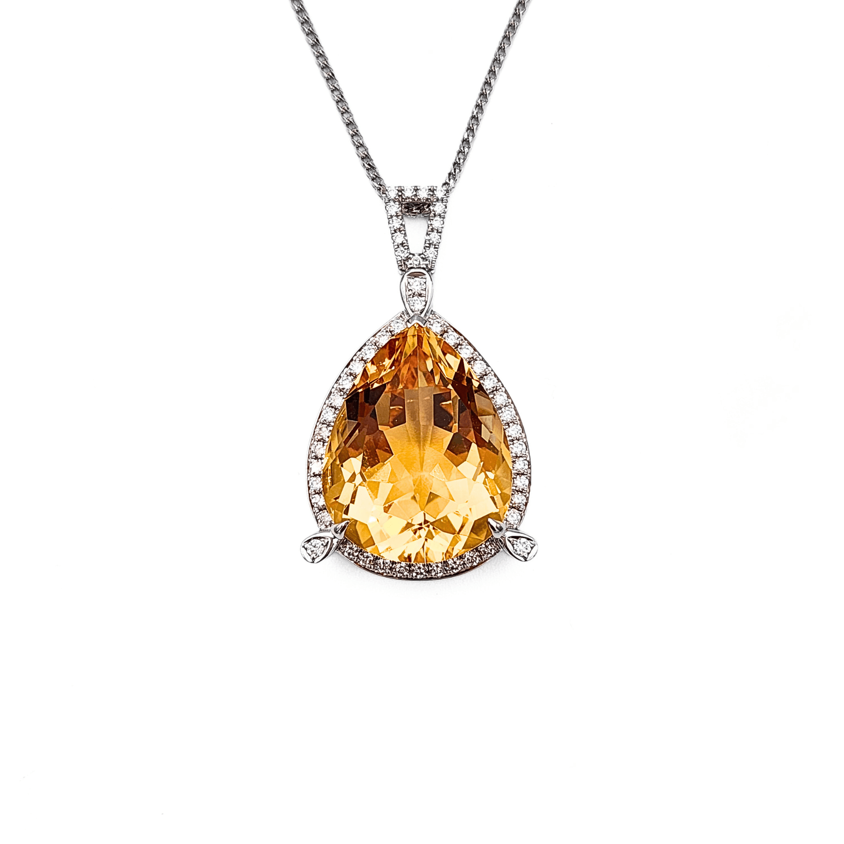 18K White Gold Citrine Pendant
