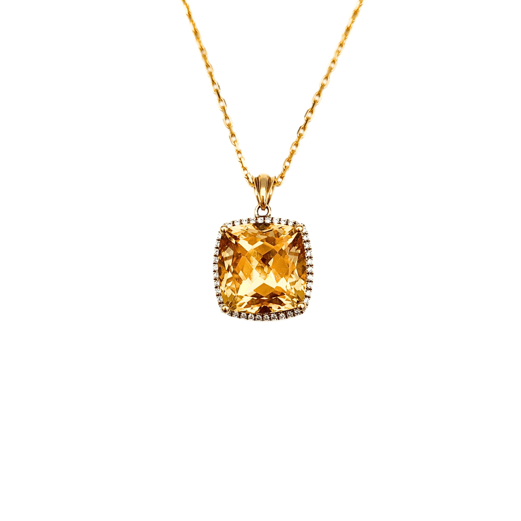 18K Gold Citrine Pendant