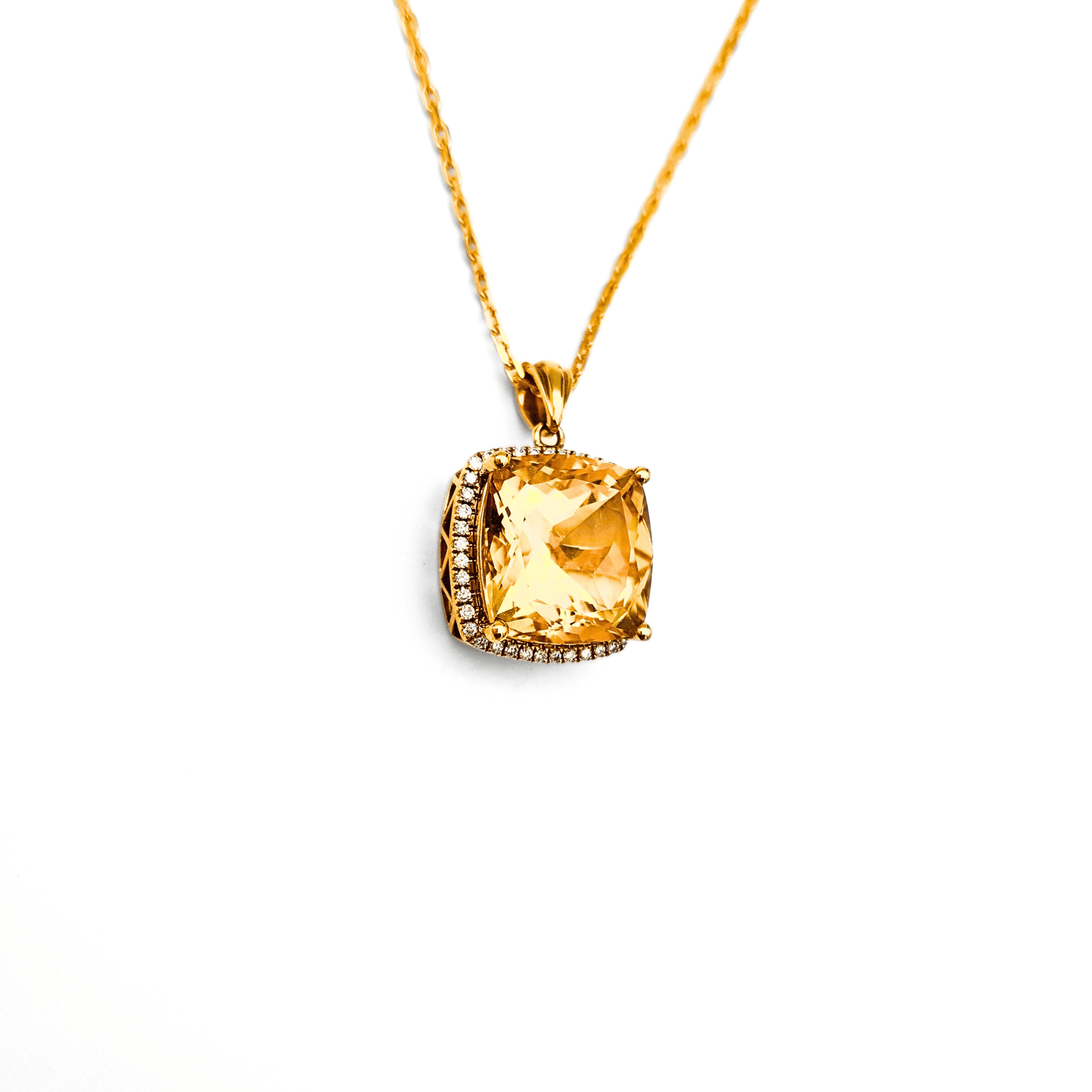 18K Gold Citrine Pendant