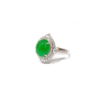 18K White Gold Jadeite Ring with Diamonds
