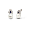 18K White Gold South Sea Pearl Earrings with Sapphire