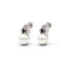 18K White Gold South Sea Pearl Earrings with Sapphire