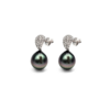 18K White Gold Tahitian Black Pearl Earrings