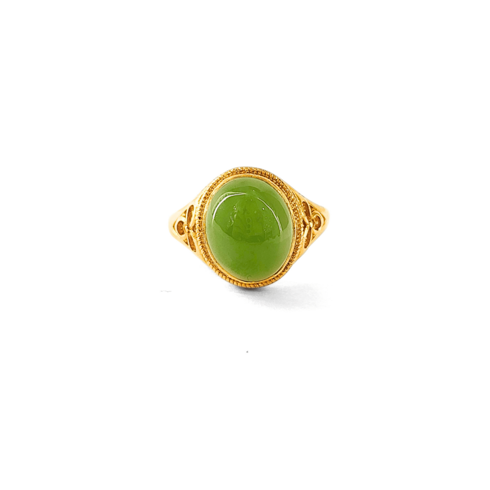 24K Gold Nephrite Jade Ring