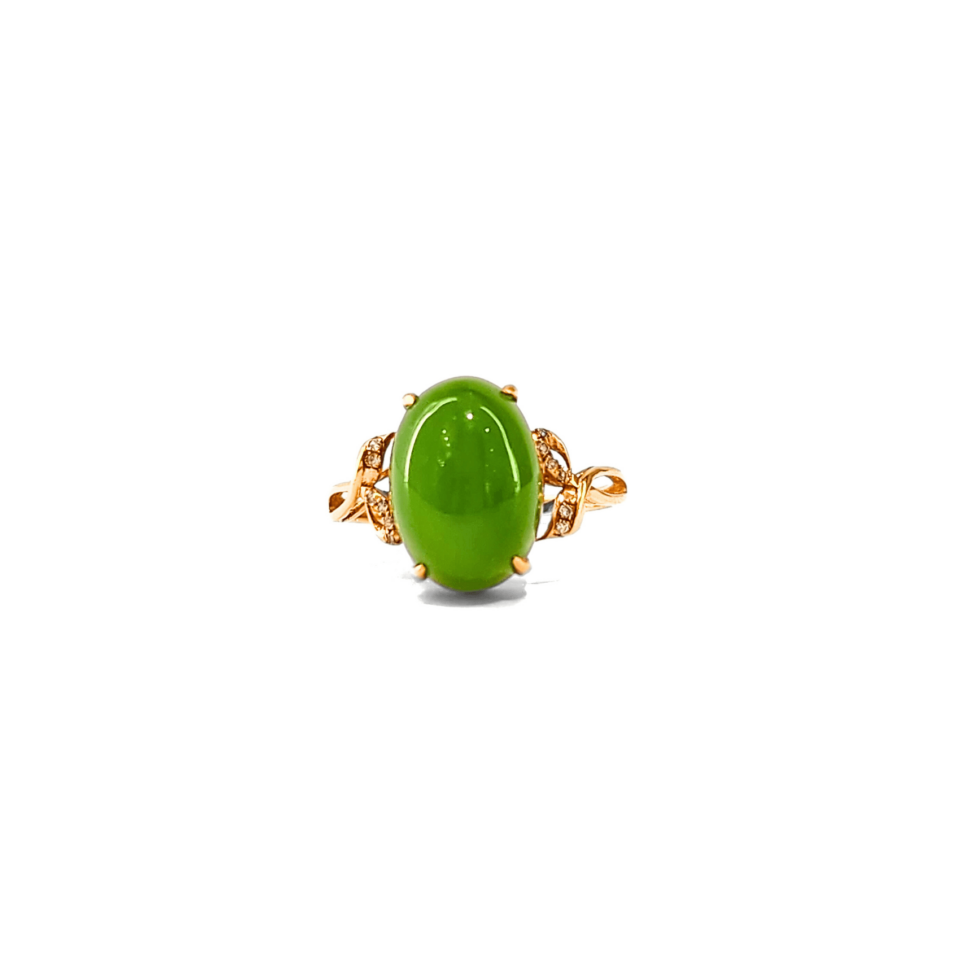 18K Gold Nephrite Jade Ring