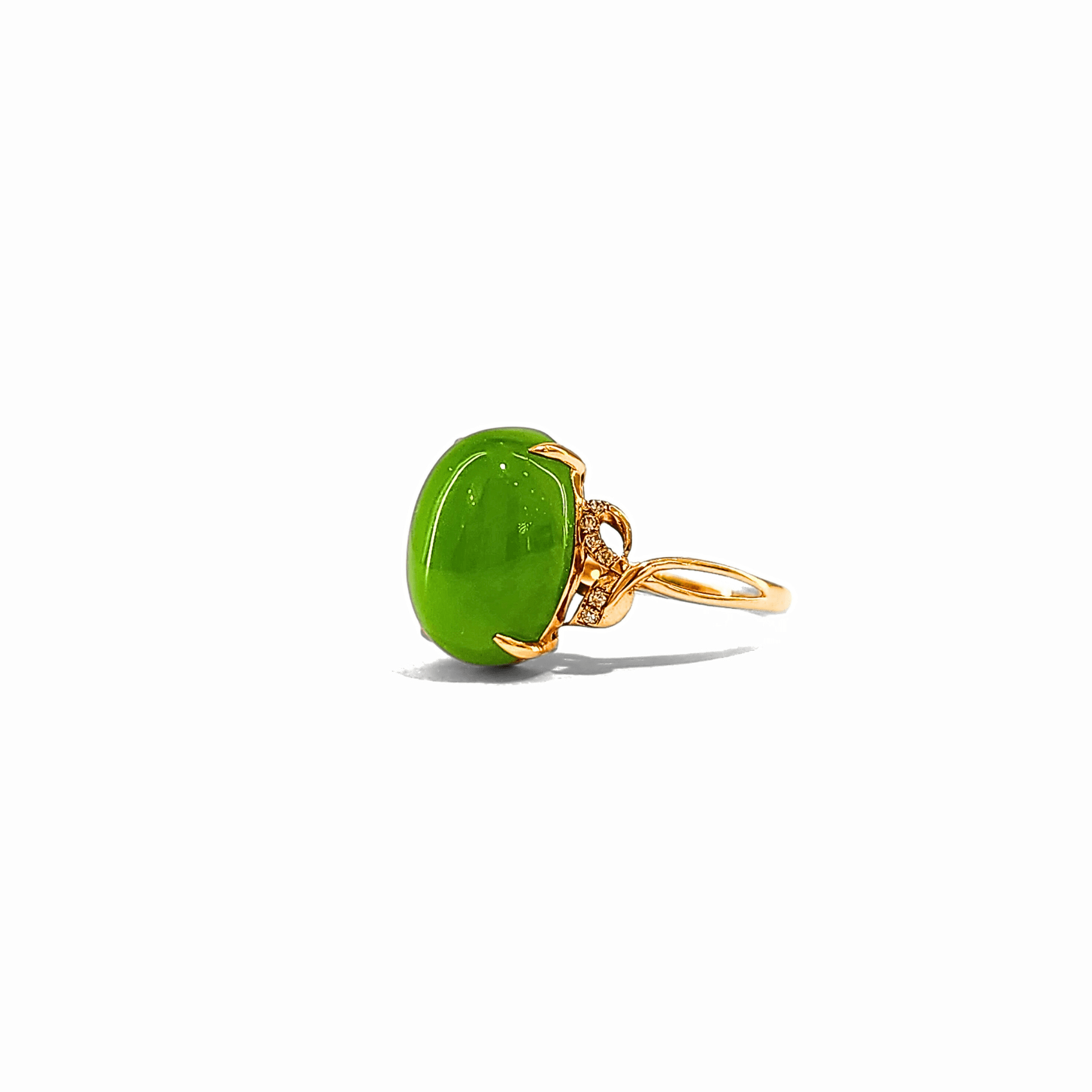 18K Gold Nephrite Jade Ring