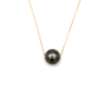18K Gold Tahitian Black Pearl Necklace