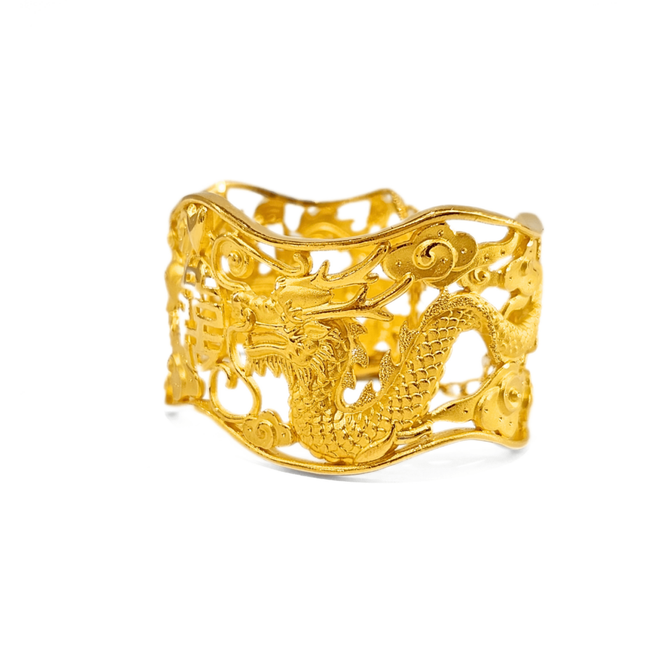 24K Gold Dragon And Pheonix Bangle