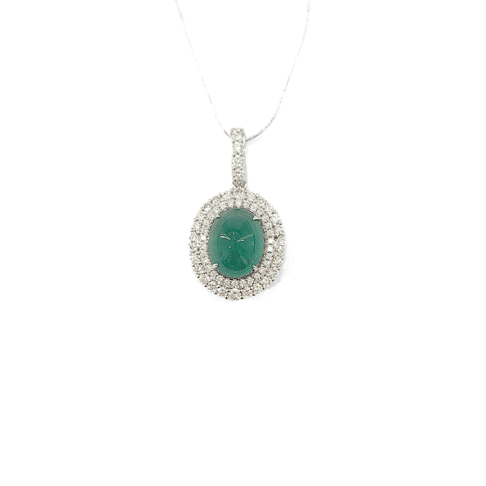 18K White Gold Emerald Pendant