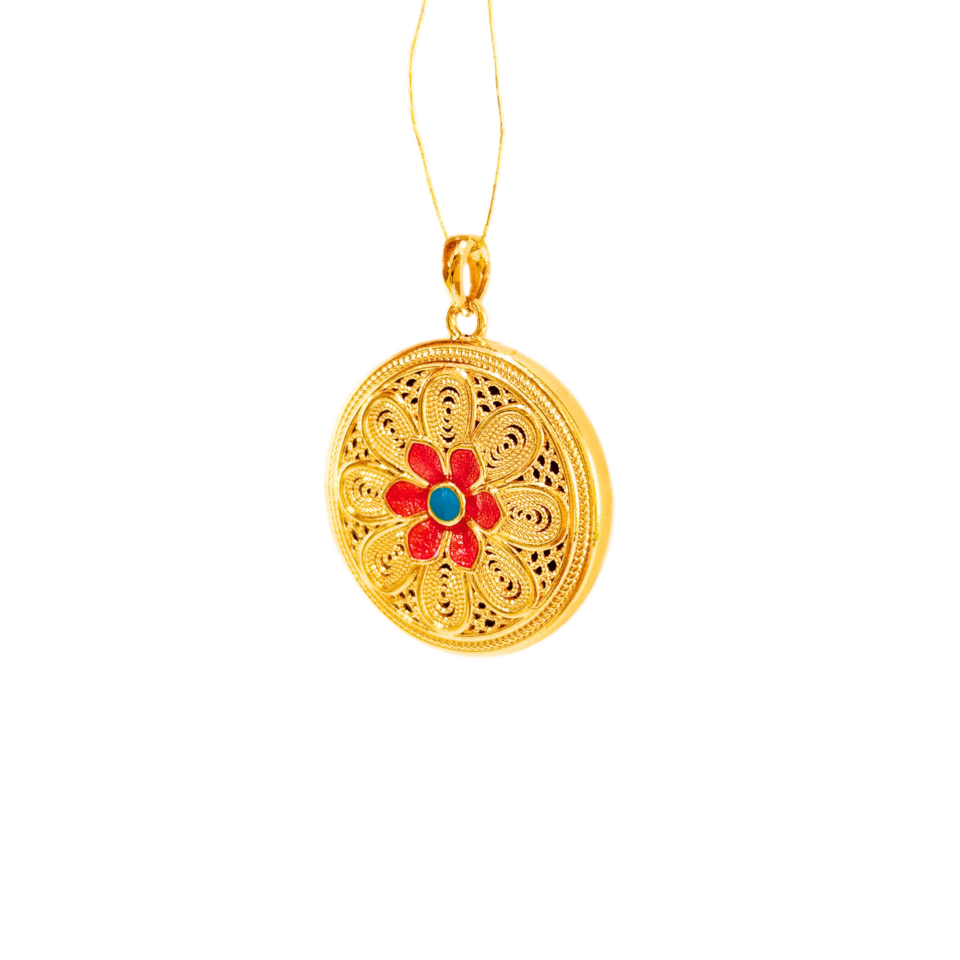 24K Gold Enamel Pendant