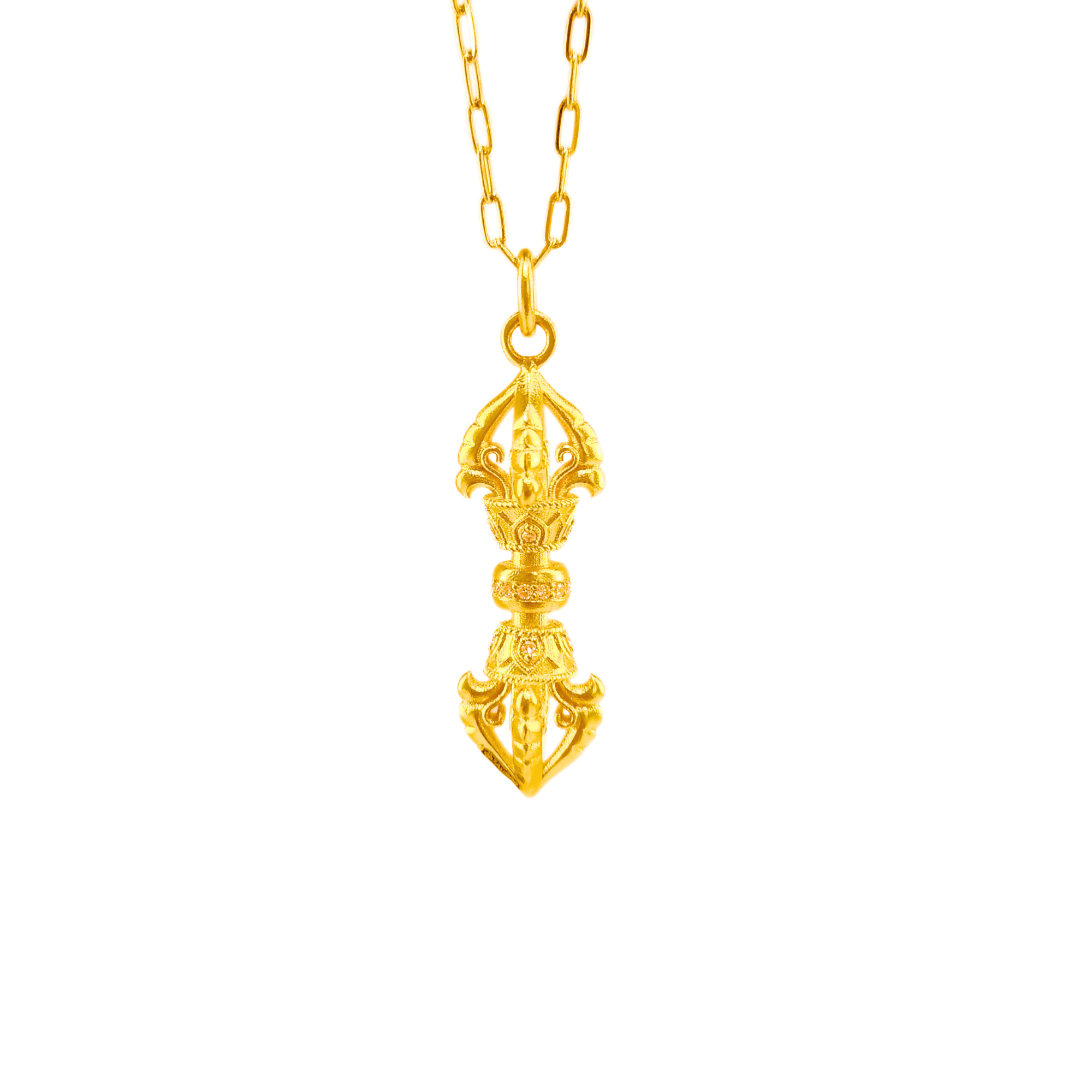 24K Gold Ancient Design Vajra Pendant