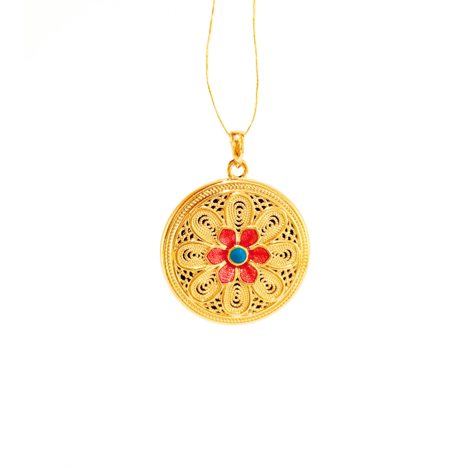 24K Gold Enamel Pendant
