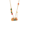 24K Gold Enamel Design Lock Charm Necklace