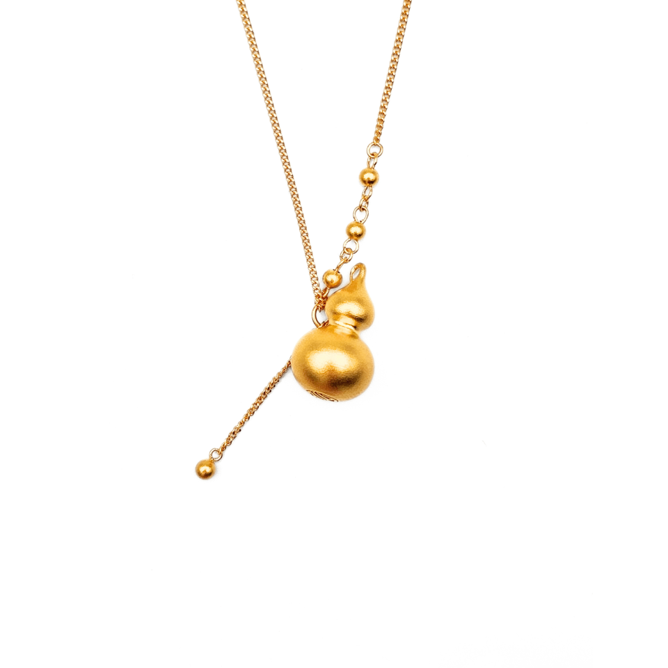 24K Gold Ancient Design Gourd Necklace
