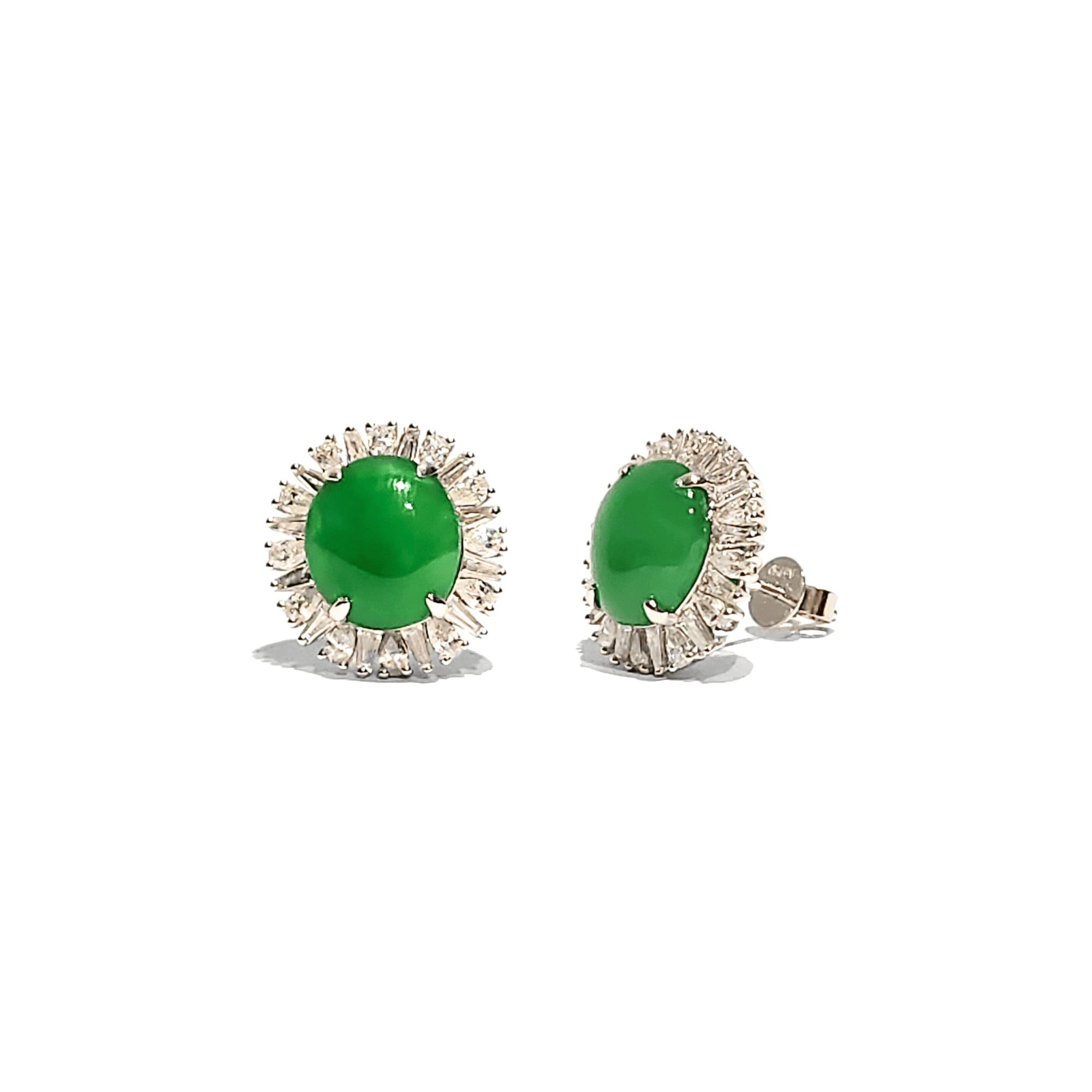 18K White Gold Jadeite Earrings