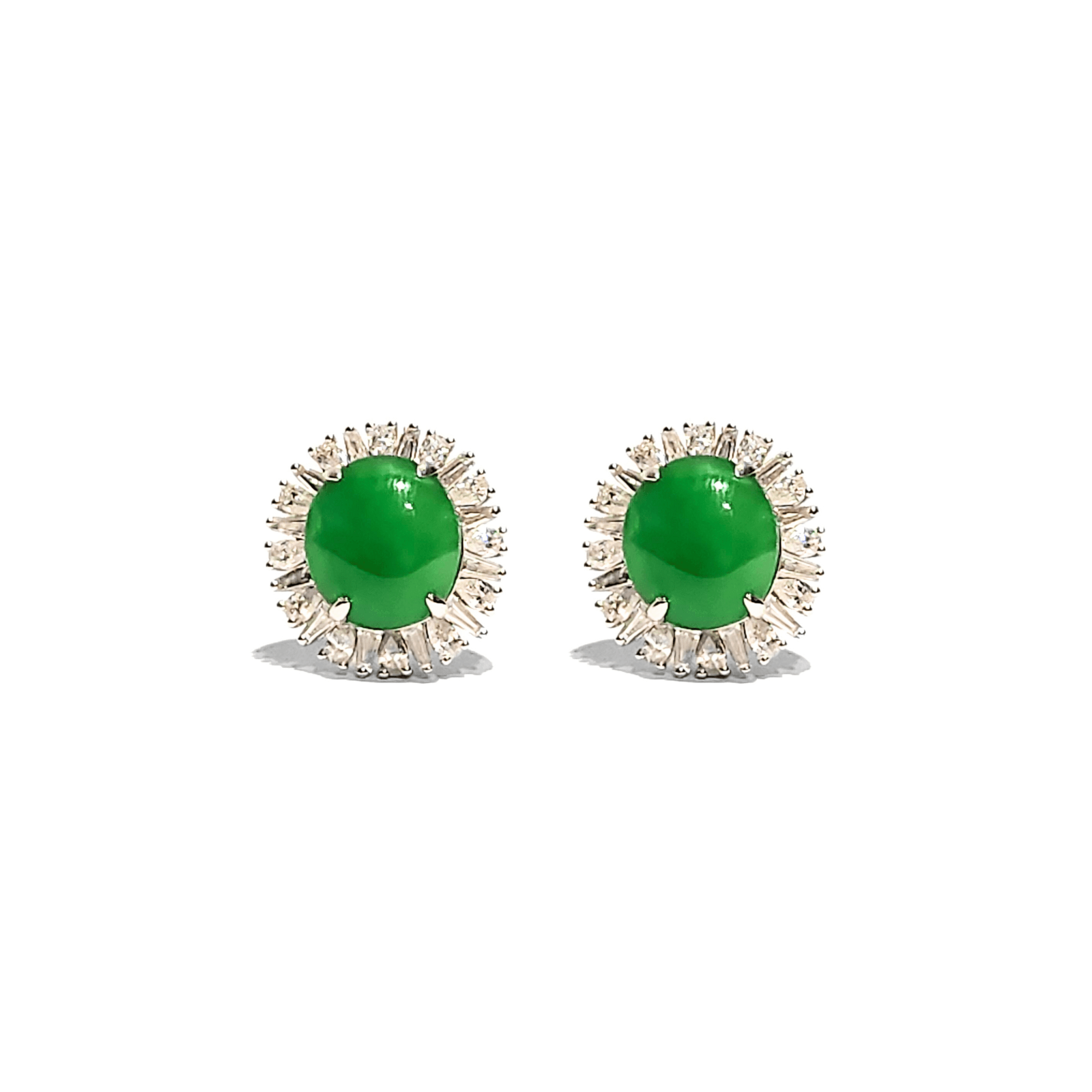 18K White Gold Jadeite Earrings