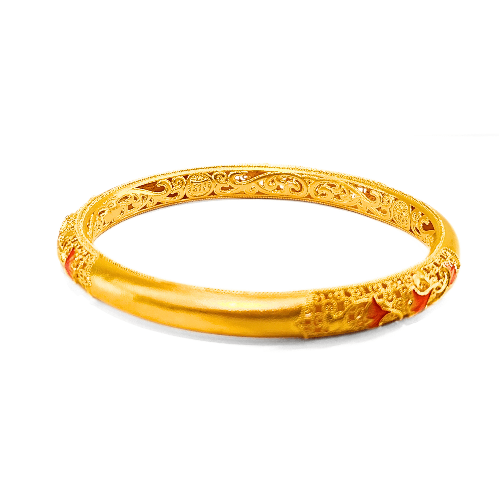 24K Gold Enamel Design Bangle