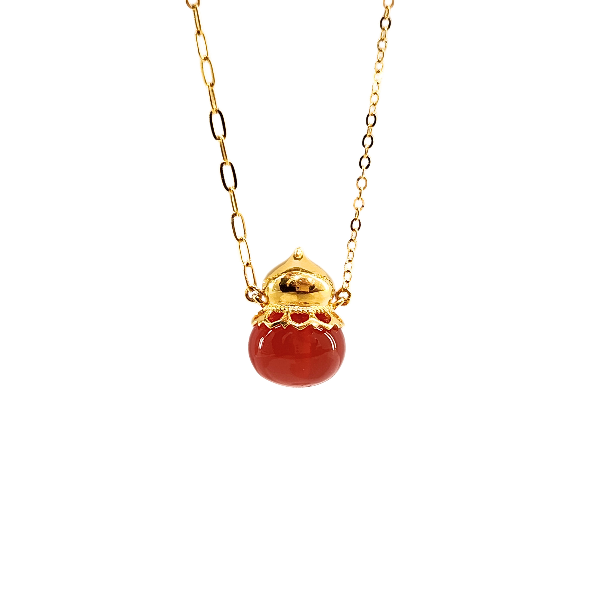 24K Gold & Red Agate Necklace