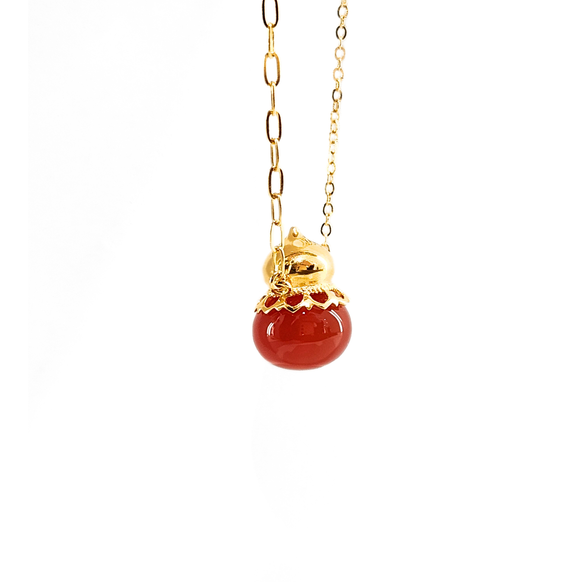 24K Gold & Red Agate Necklace
