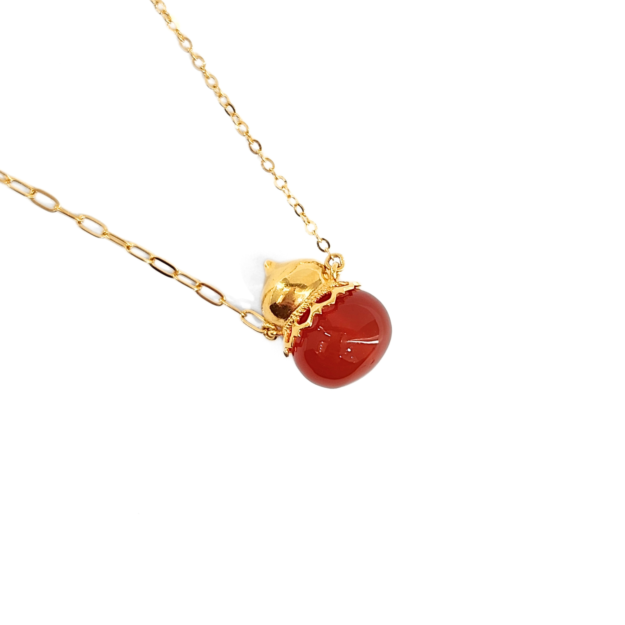 24K Gold & Red Agate Necklace