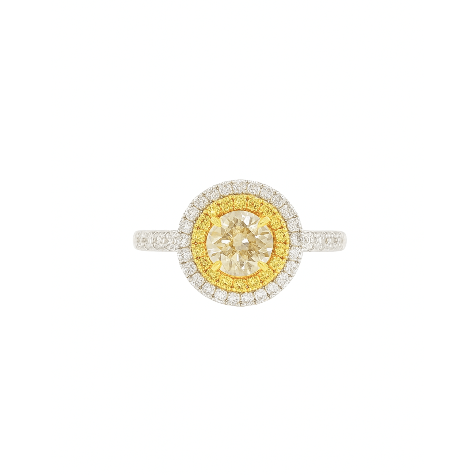 18K White Gold Yellow Diamond Ring