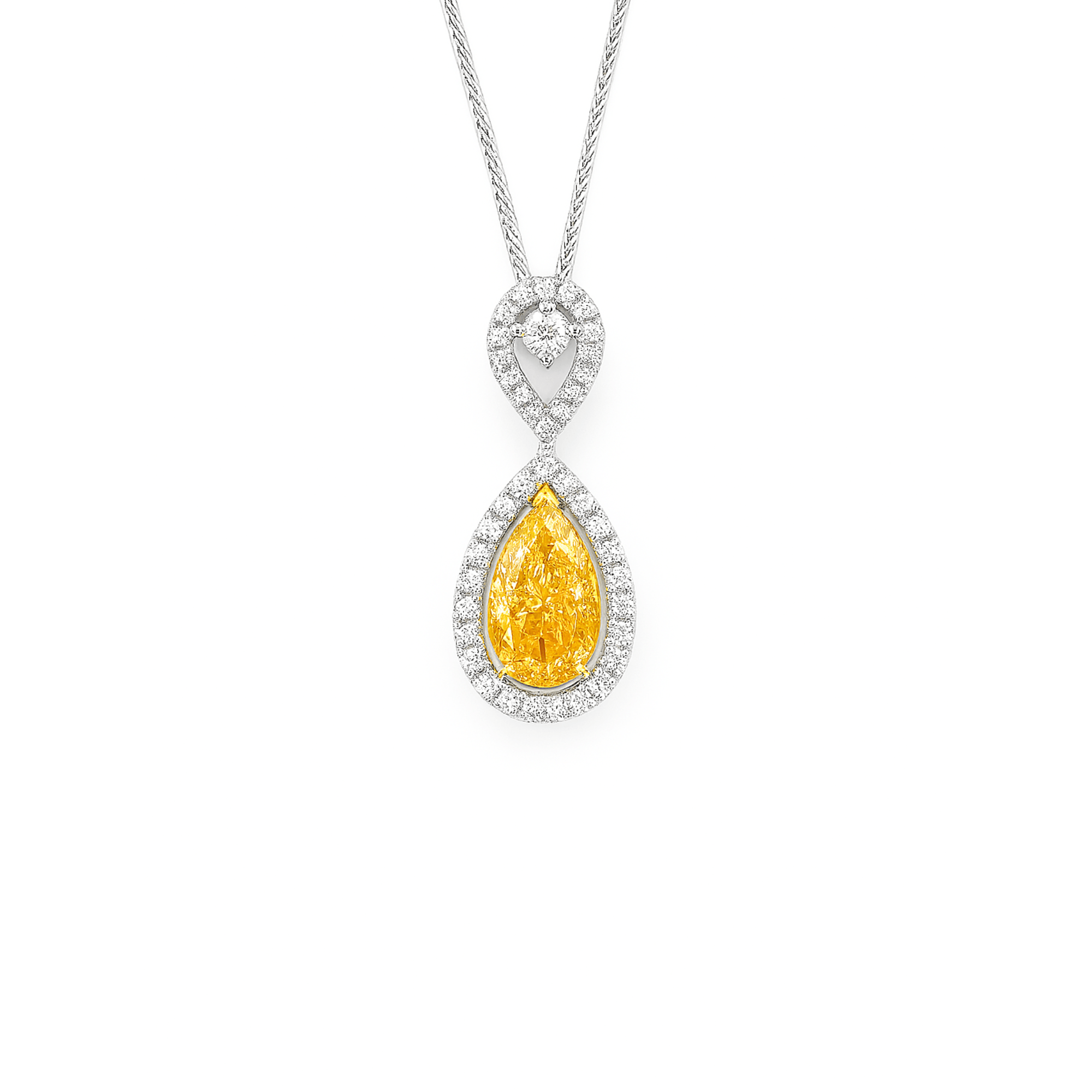 18K White Gold Yellow Diamond Pendant