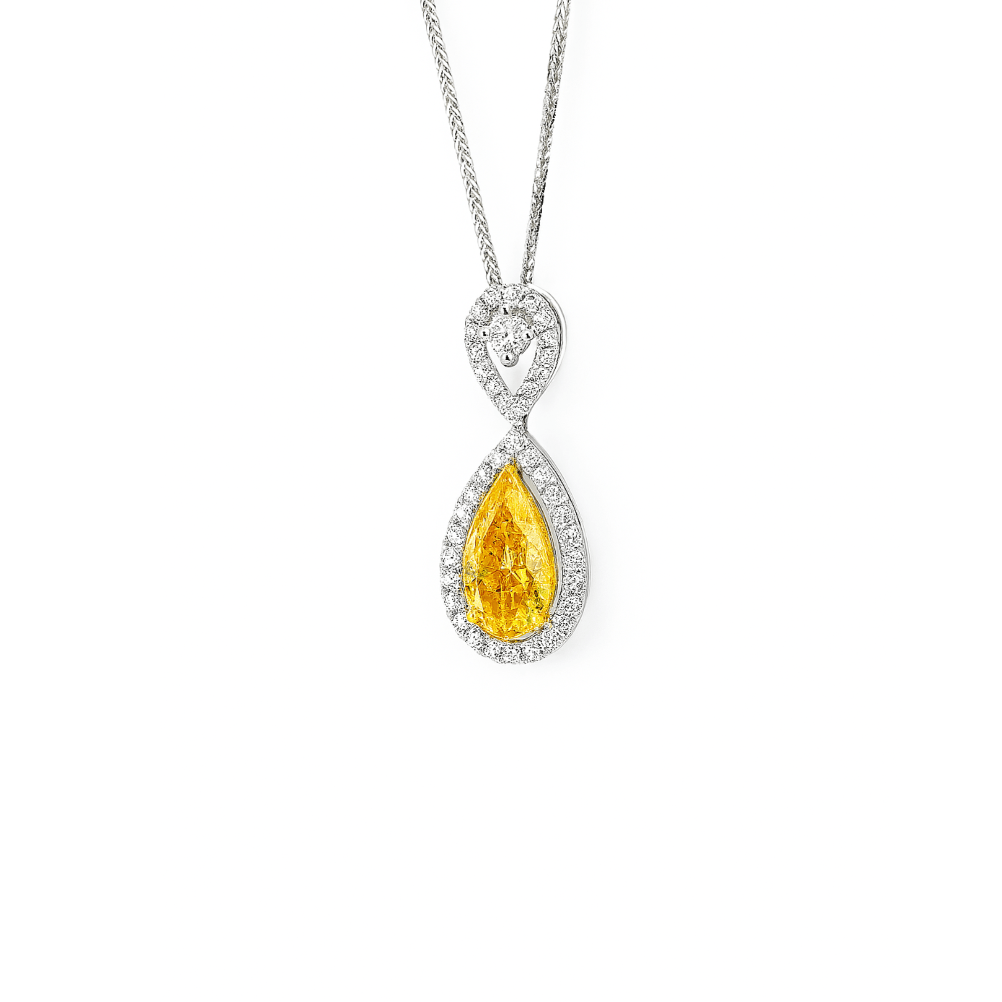 18K White Gold Yellow Diamond Pendant