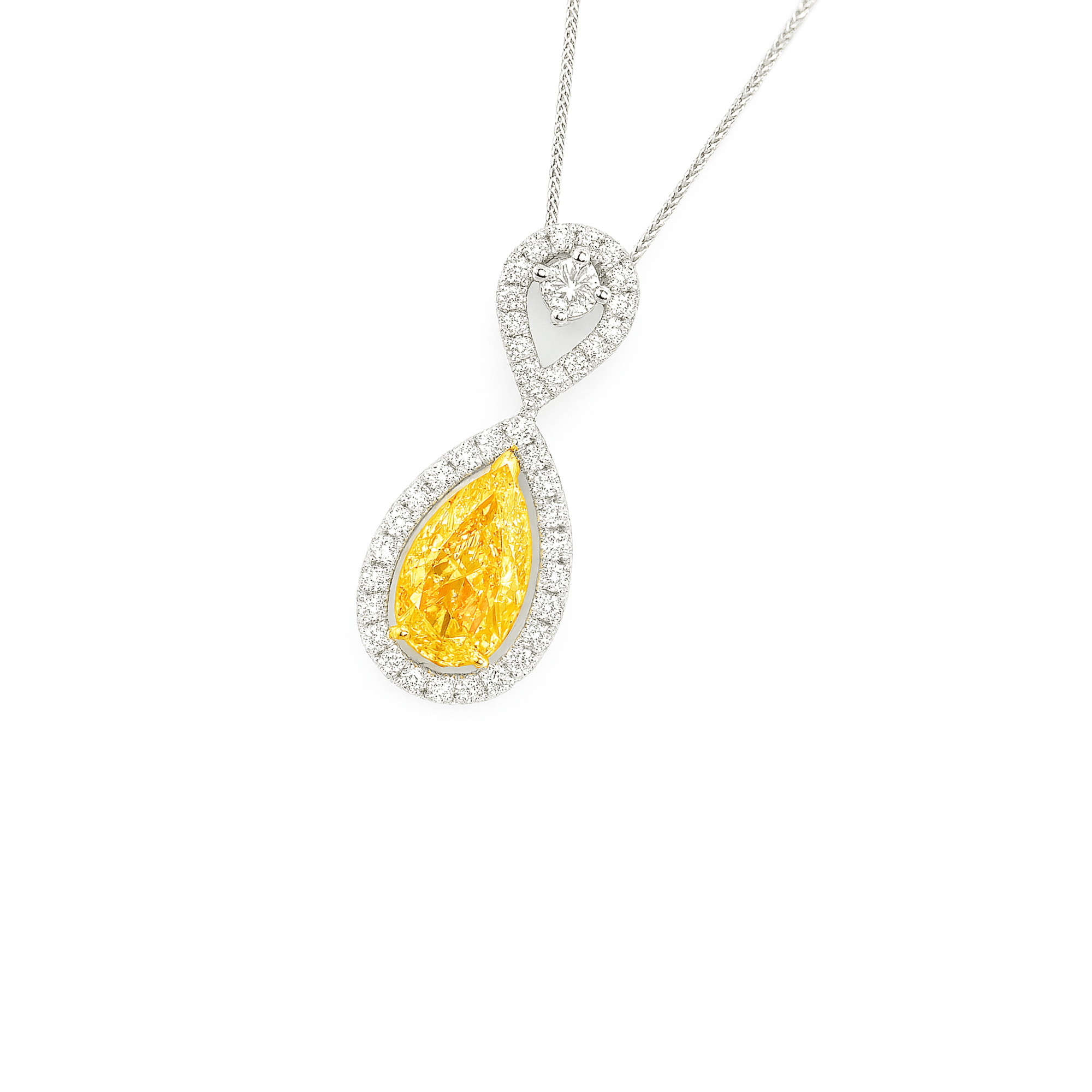 18K White Gold Yellow Diamond Pendant