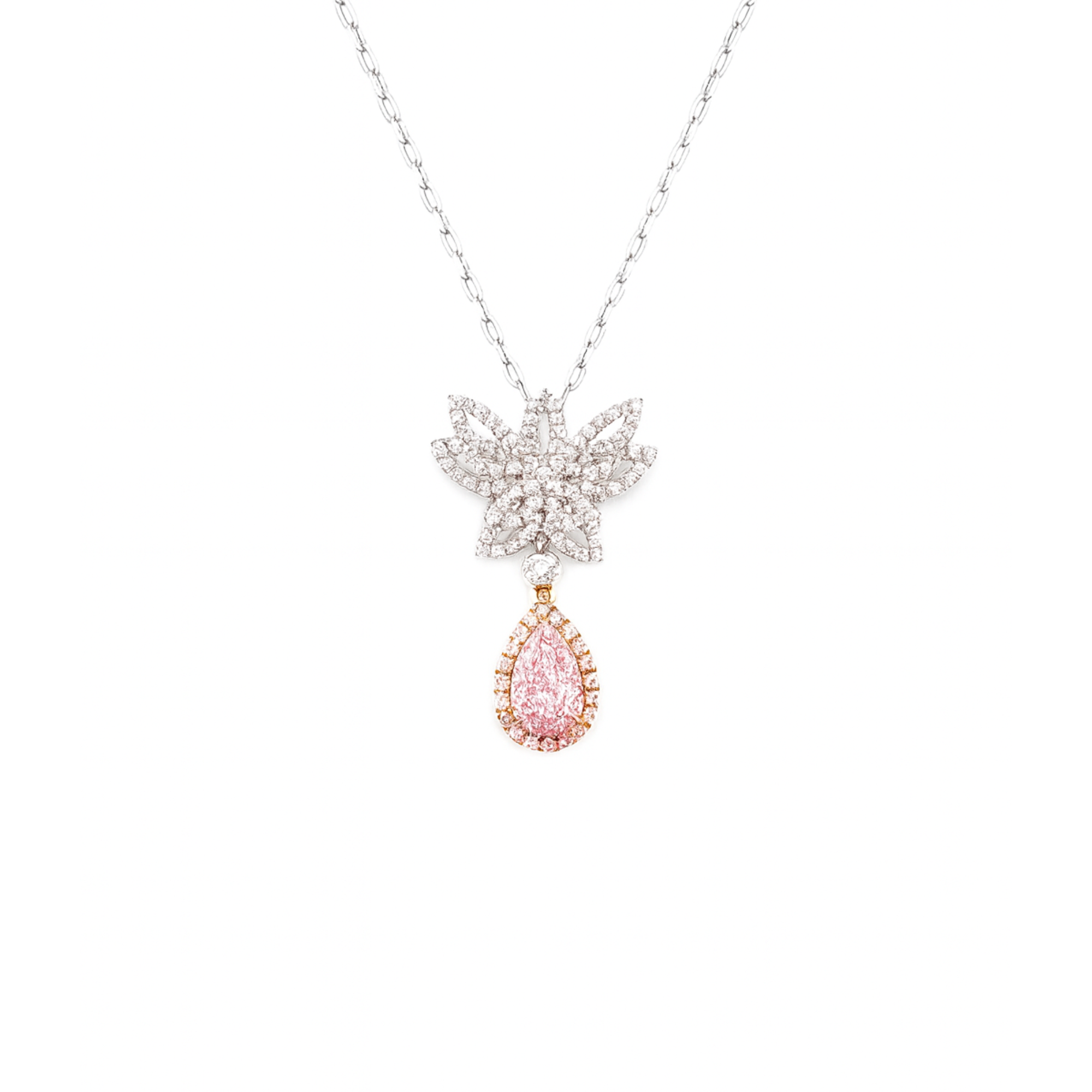 18K White Gold Pink Diamond Pendant