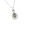 18K White Gold Green Diamond Pendant