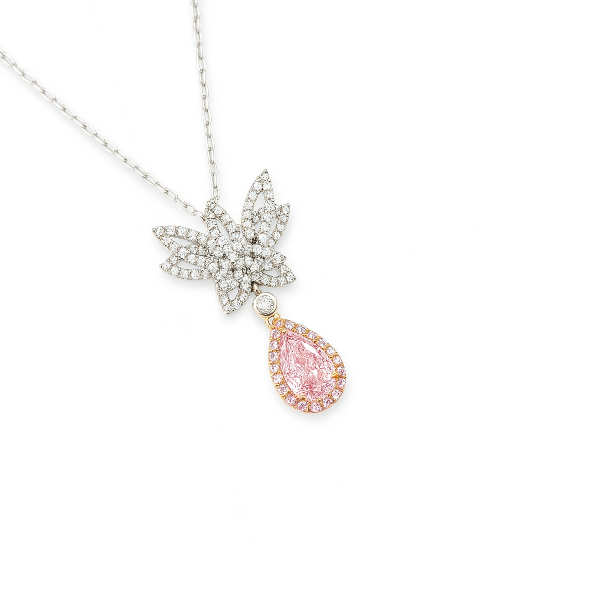 18K White Gold Pink Diamond Pendant