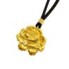 24K Gold Engraved Peony Pendant
