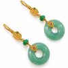 18K Gold Burmese Jadeite Peace Buckle Drop Earrings