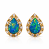 Black Opal Diamond Stud Earrings